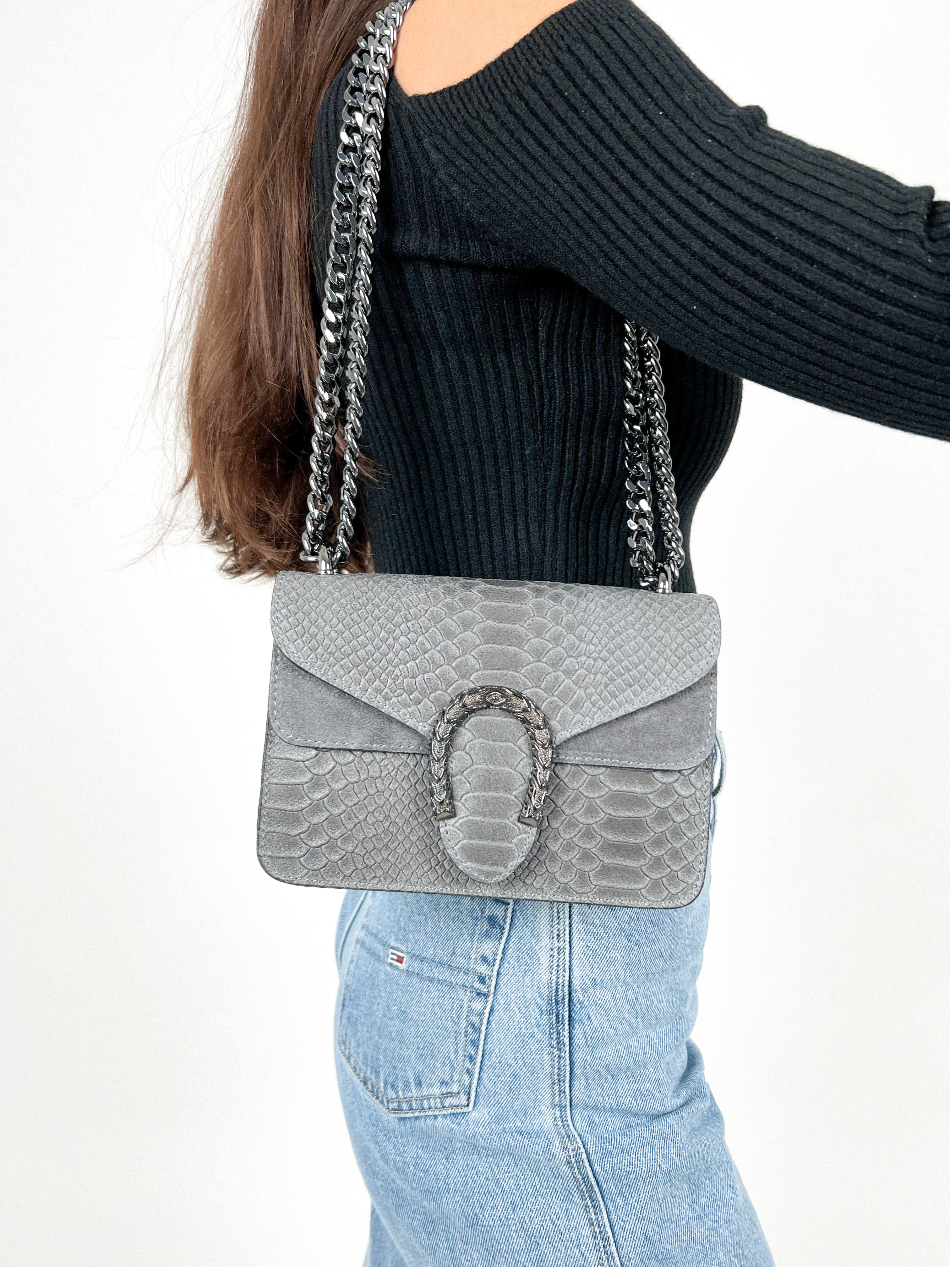 Bolso herradura piel gris