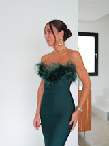 Vestido ajustado plumas botella