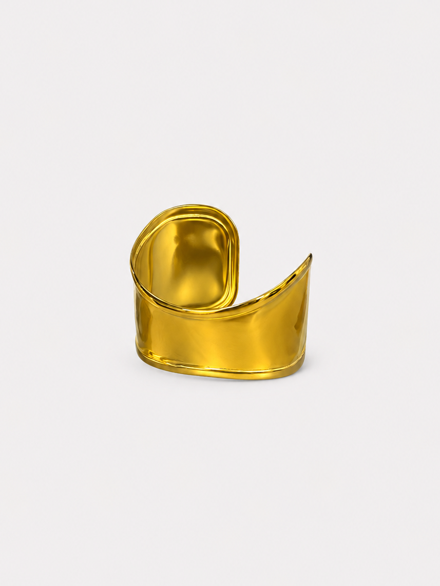 Pulseira de ondas assimétrica banhada a ouro