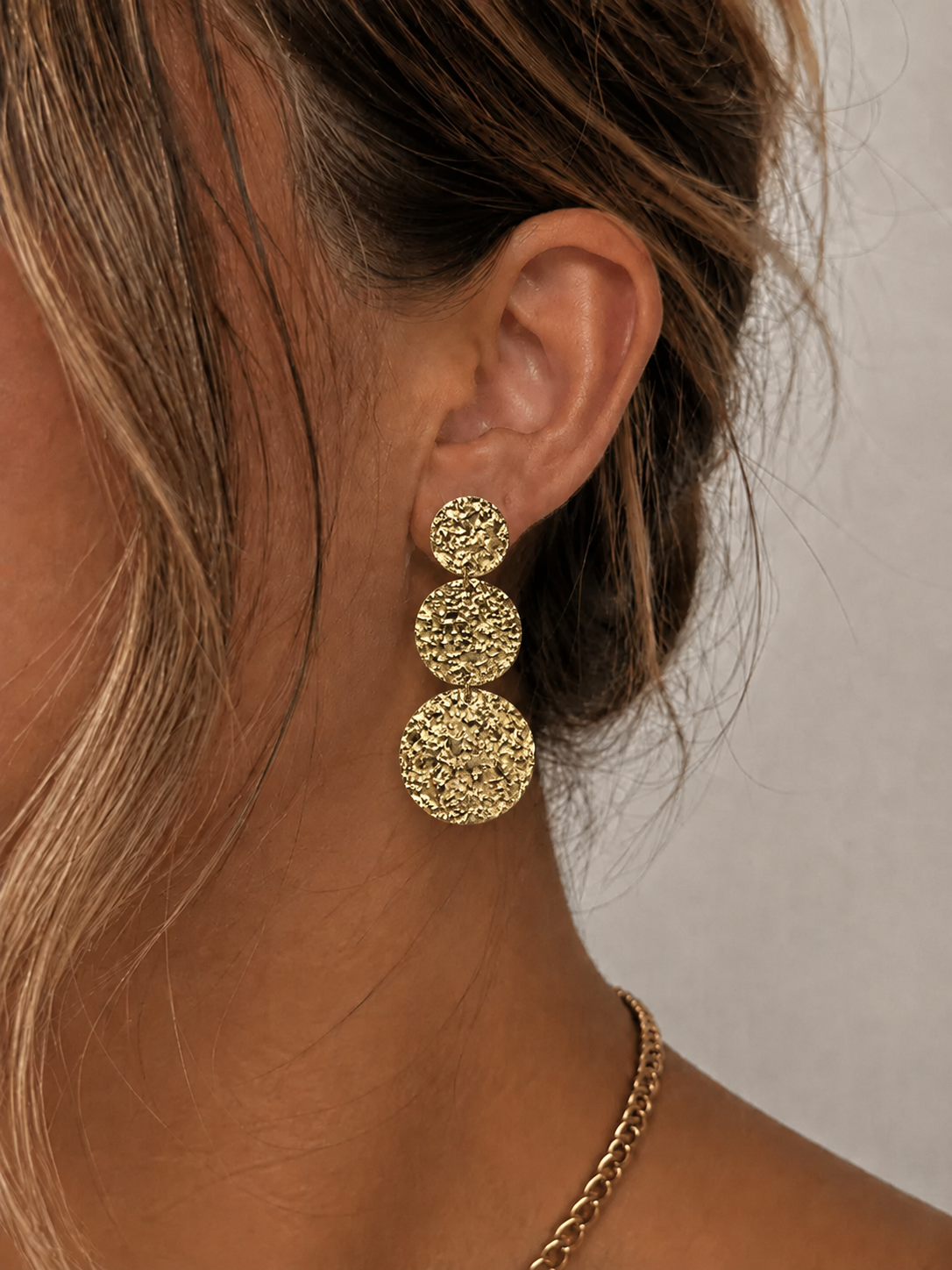 BOUCLES D'OREILLES trois cercles dorés
