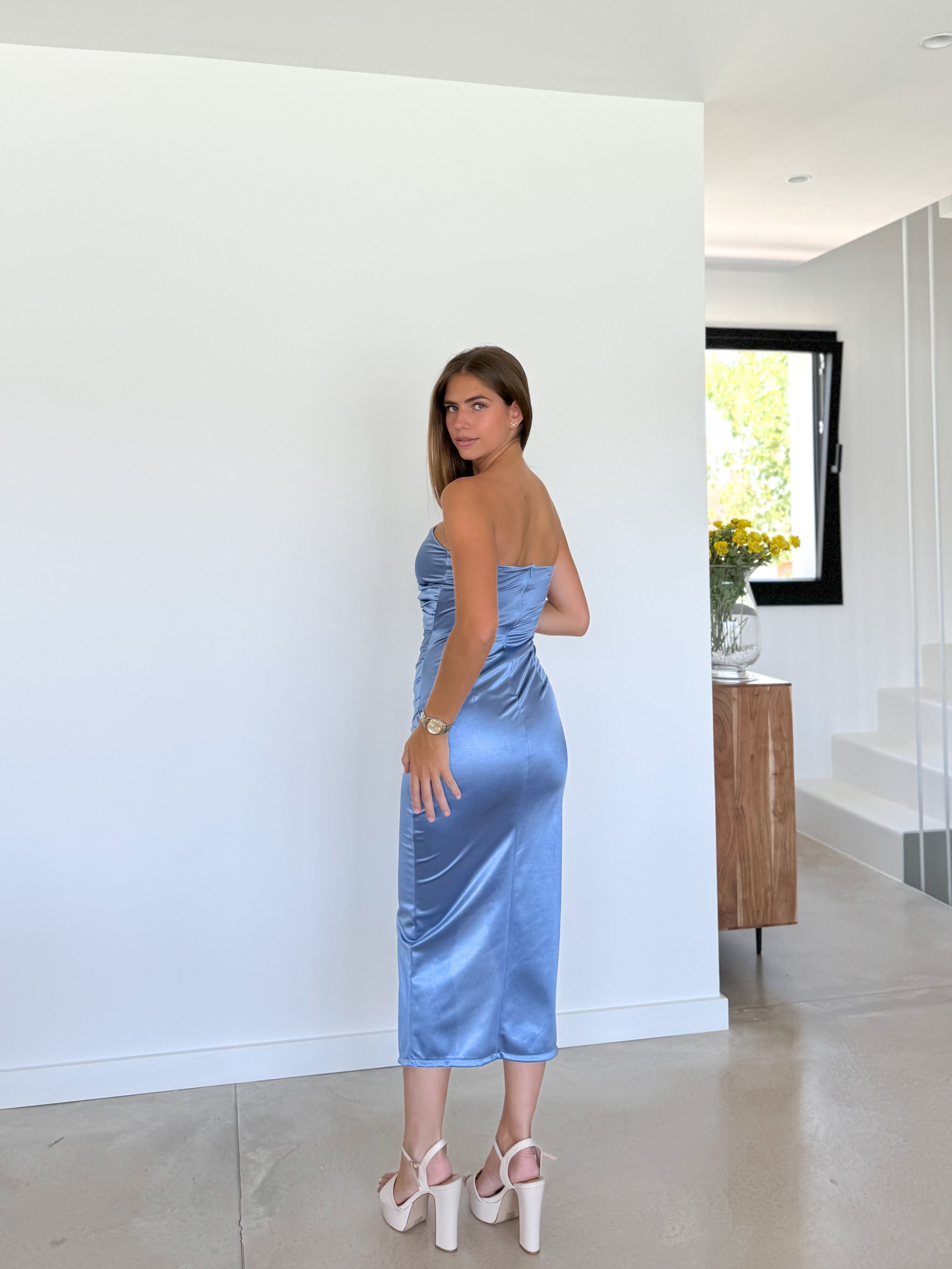 Vestido midi palabra azul