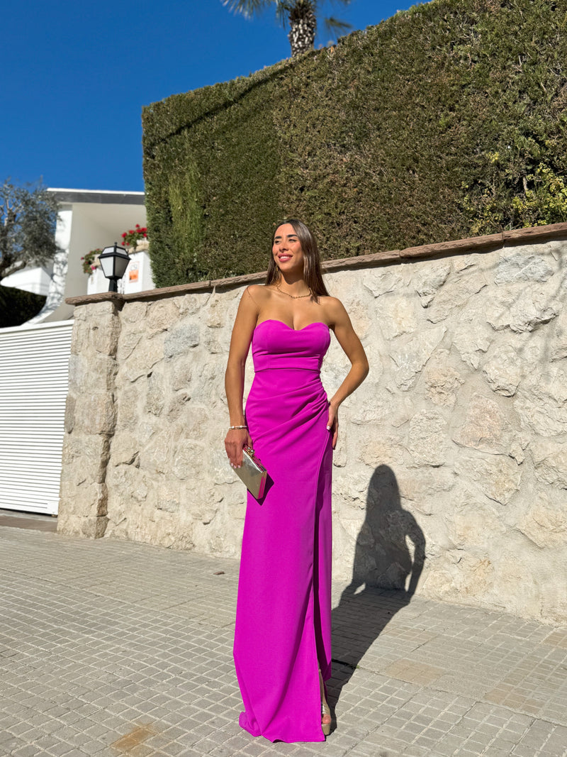 Vestido corazon ajustado fucsia