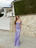 Vestido corse pedreria lila