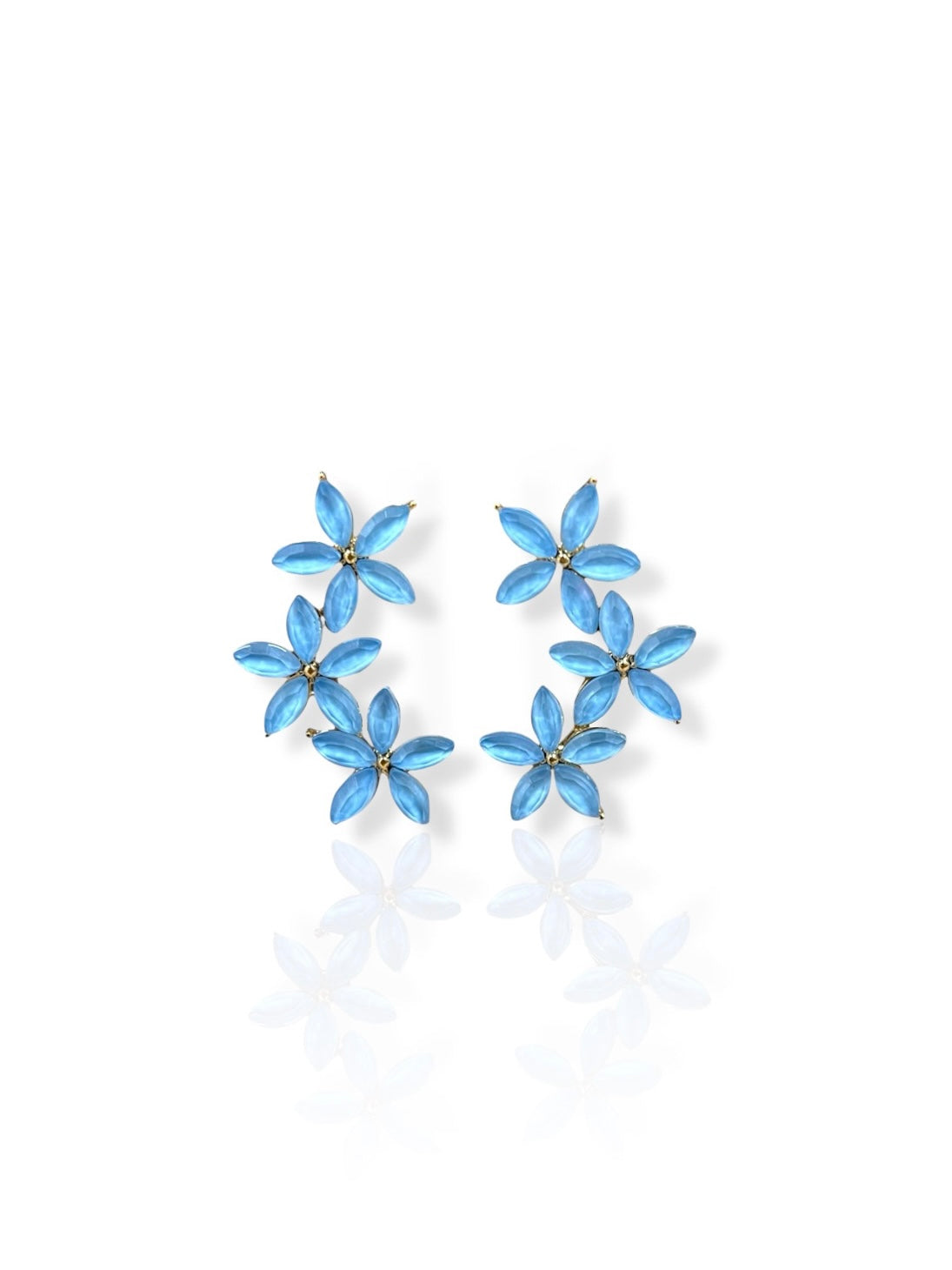 Sky blue glitter flower earrings