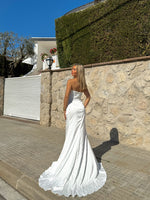 Vestido palabra picos raso blanco