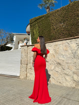 Vestido largo pomposo rojo