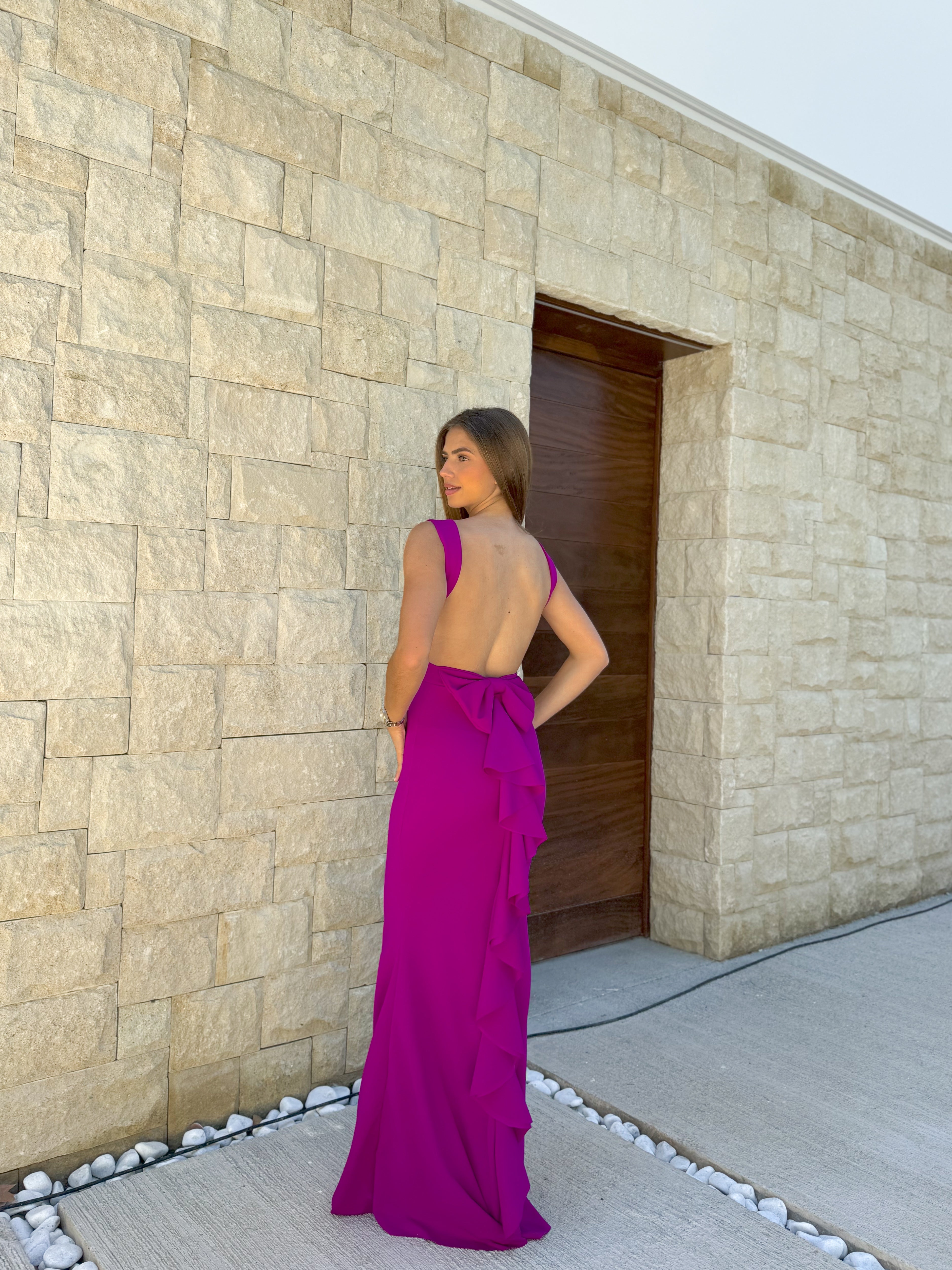 Vestido largo sirena buganvilla