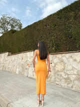 Vestido midi tirantes naranja