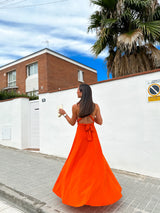Vestido largo multi naranja