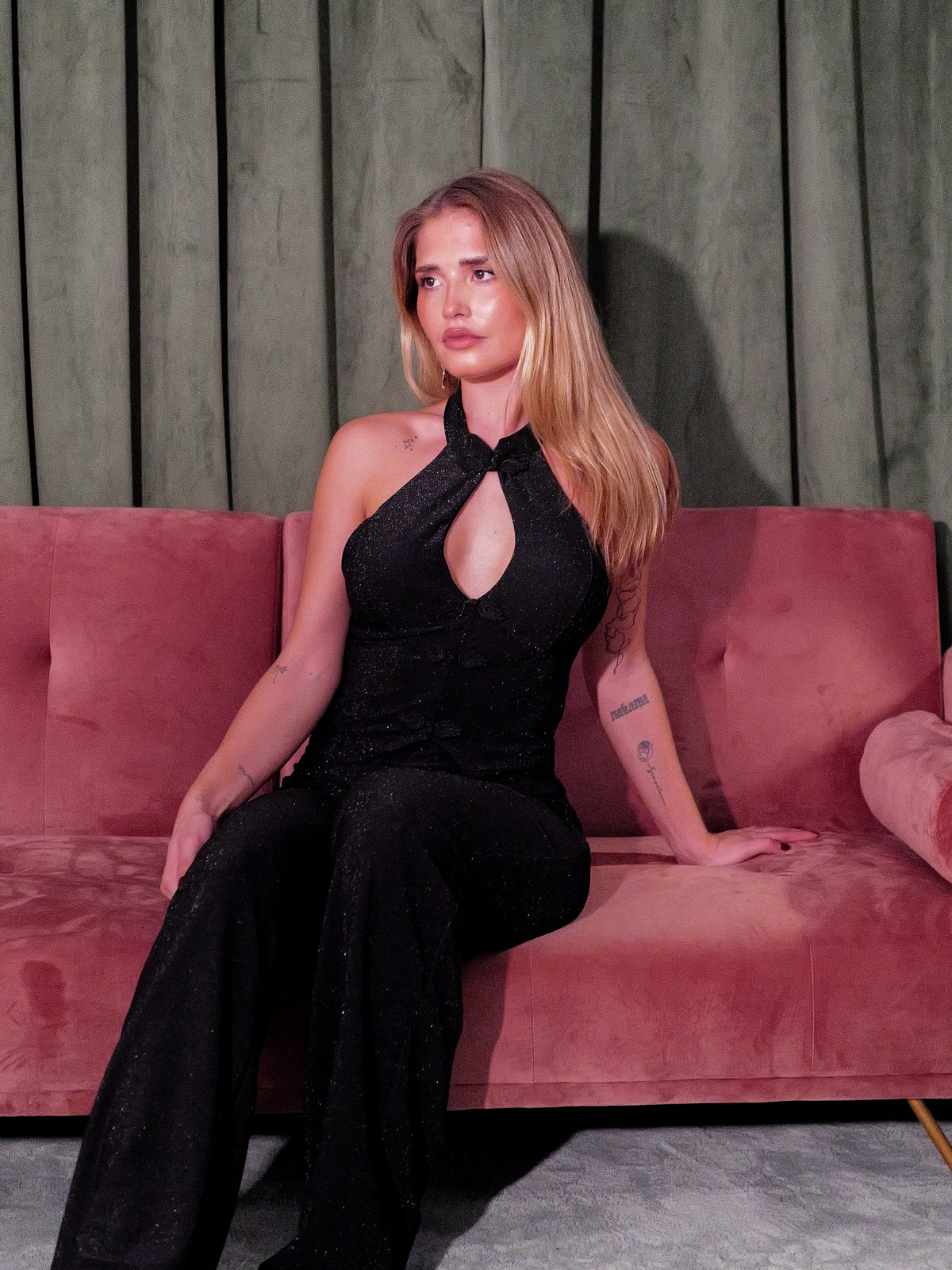 Black Lurex Palazzo Pants