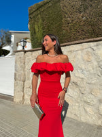 Vestido largo pomposo rojo