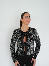 Top glitter velvet lazo plata