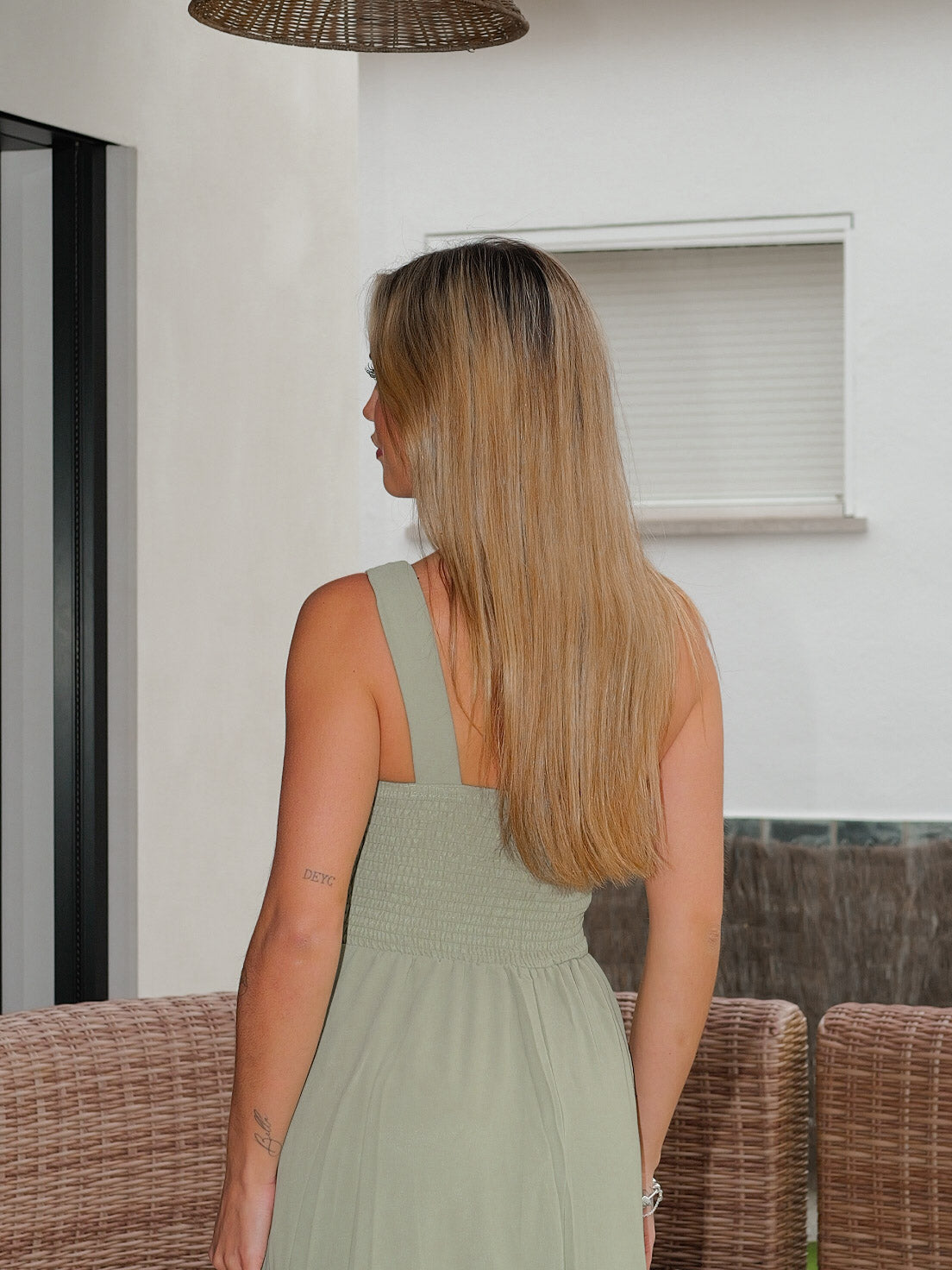 Abito lungo asimmetrico plissettato color menta