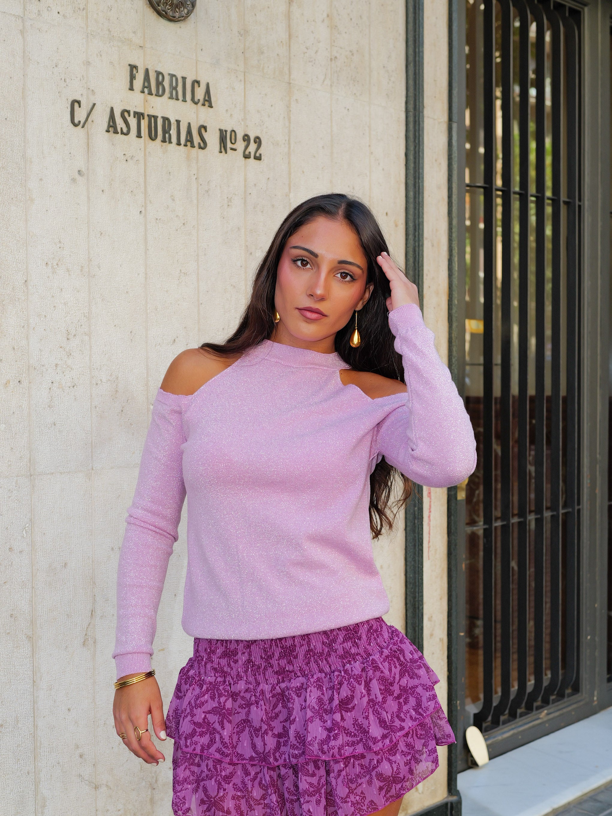 Jersey hombros brillo rosa