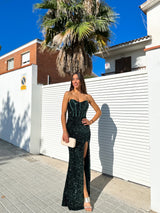 Vestido corse sirena glitter botella