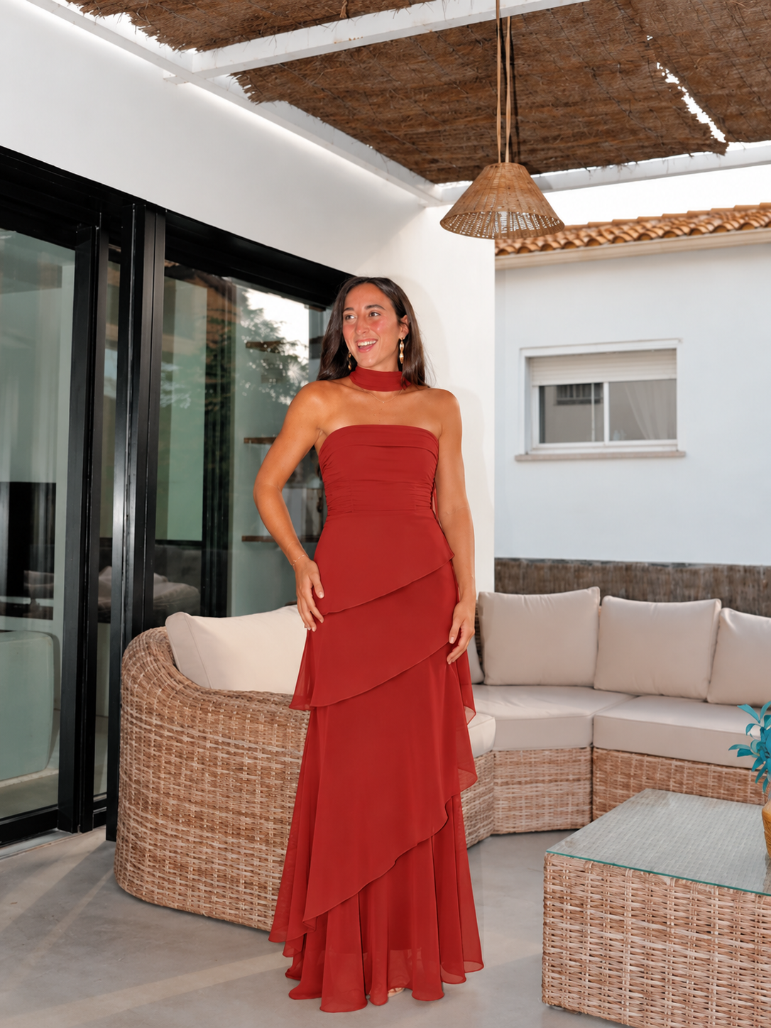 Vestido palabra volantes gasa caldera