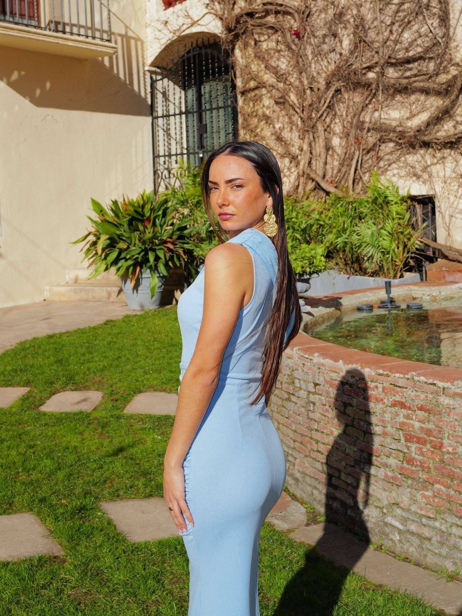 Vestido asim banda tulle celeste - SORELLAS