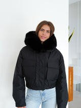 Chaqueta bomber pelo negro