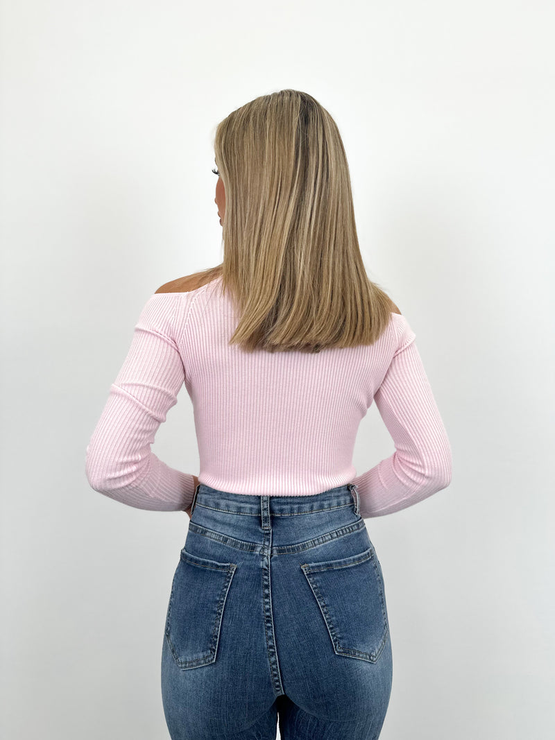 Jersey halter hombros rosa