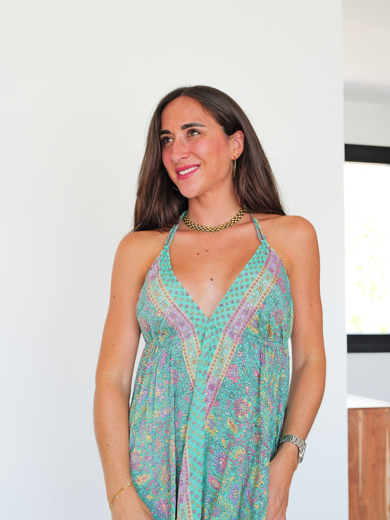 Vestido boho mini tropical