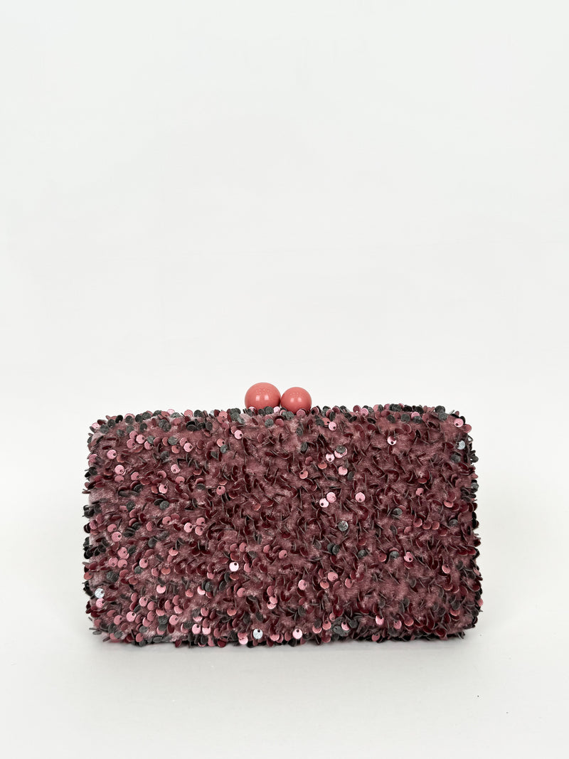 Clutch glitter velvet rosa