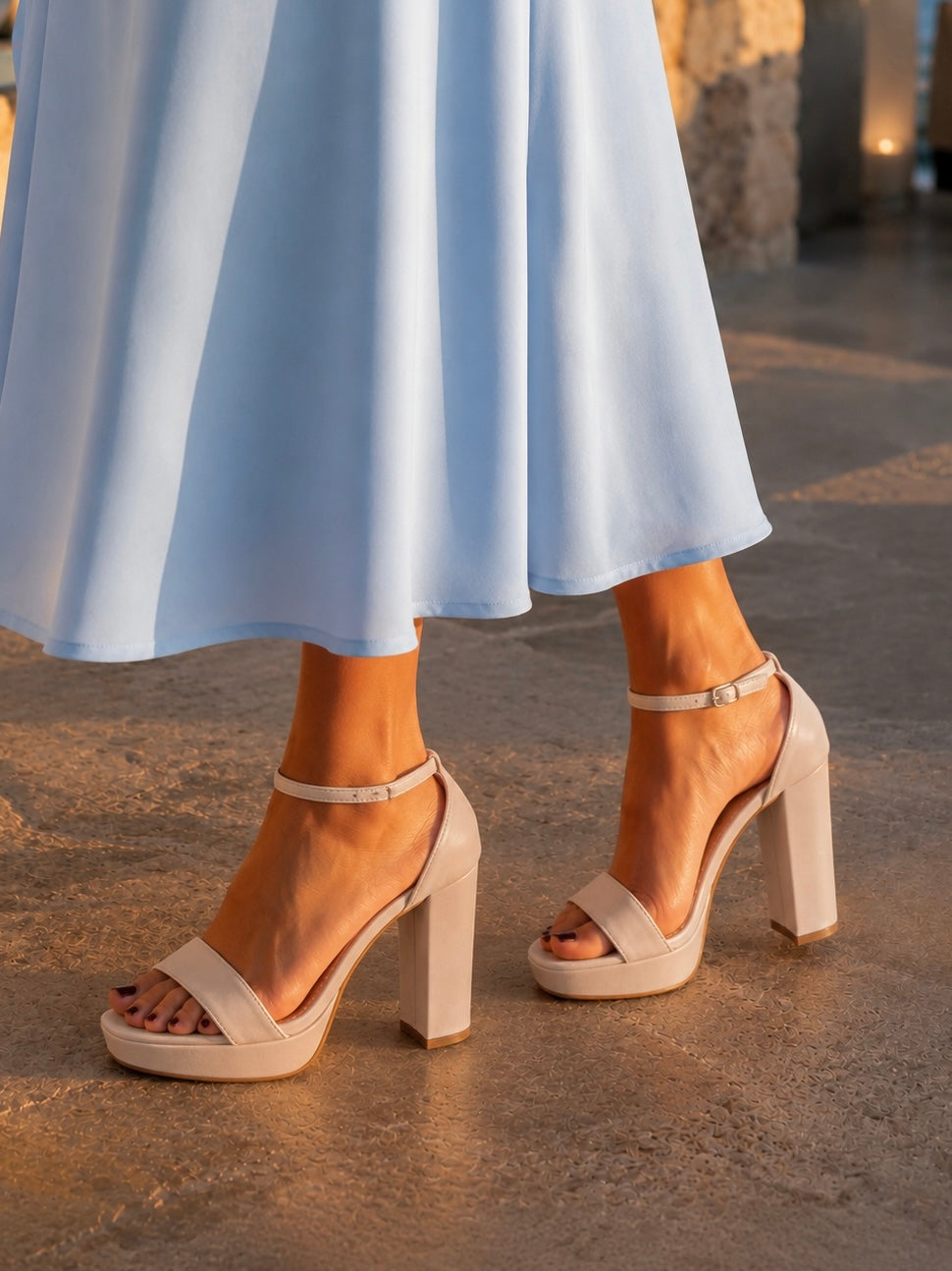 nude band heel sandal