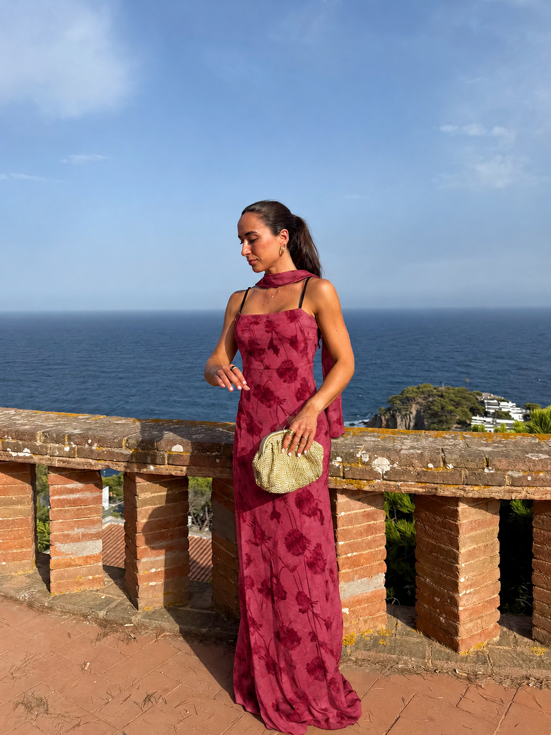 PRE-SALE - Burgundy-print georgette dress