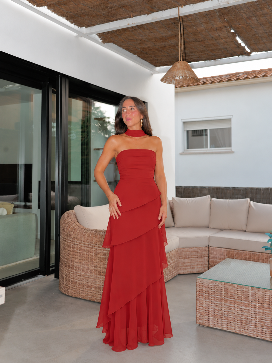 Vestido palabra volantes gasa caldera