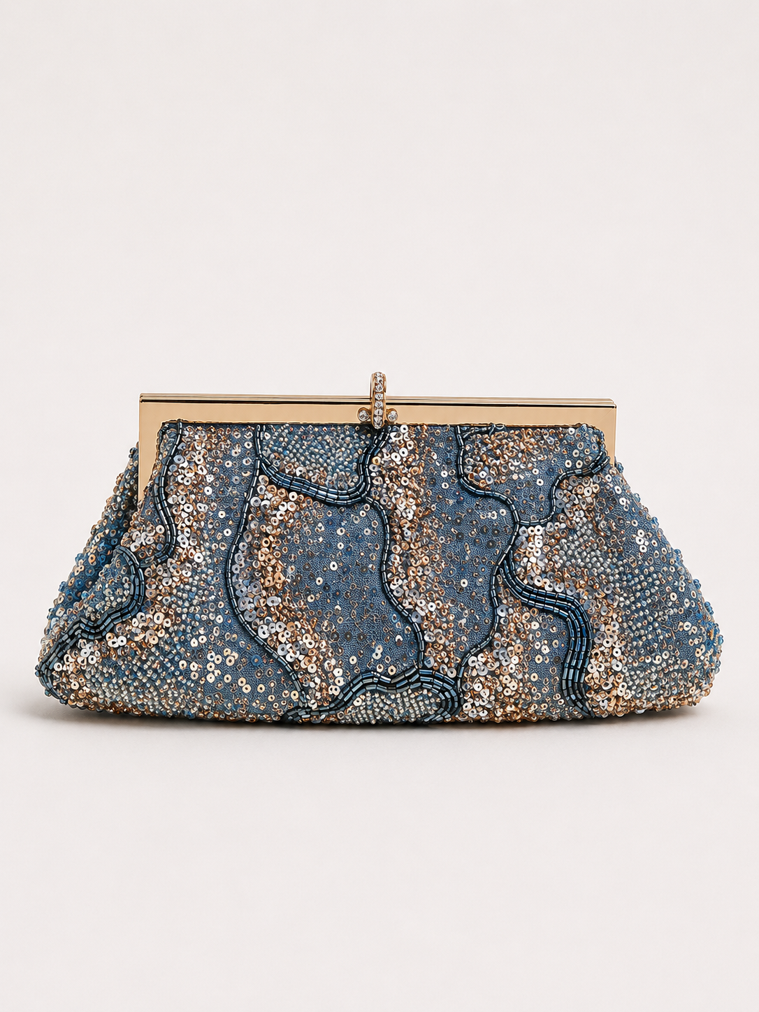 Clutch bombonera lentejuelas marino