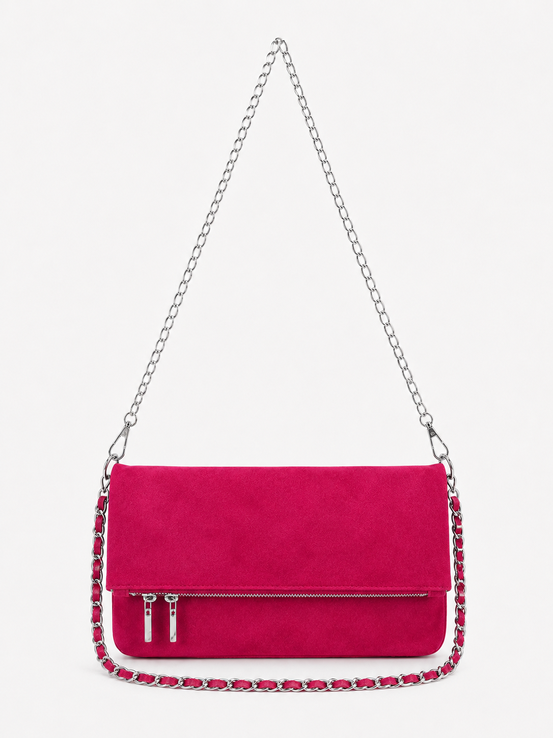 Sac à chaîne en daim fuchsia