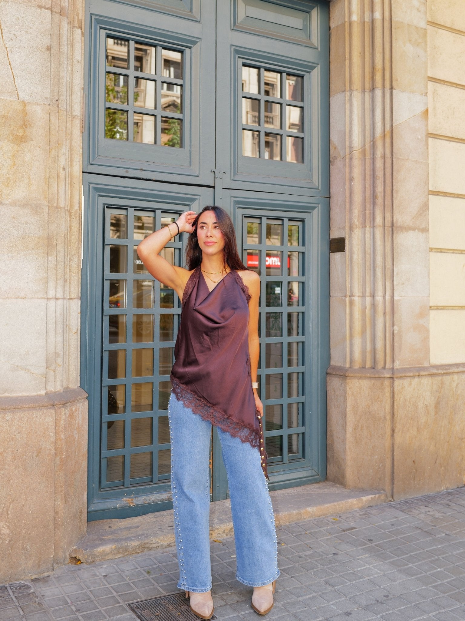 Blusa lencera asim cascada chocolate - Sorellas The Brand Barcelona S.L