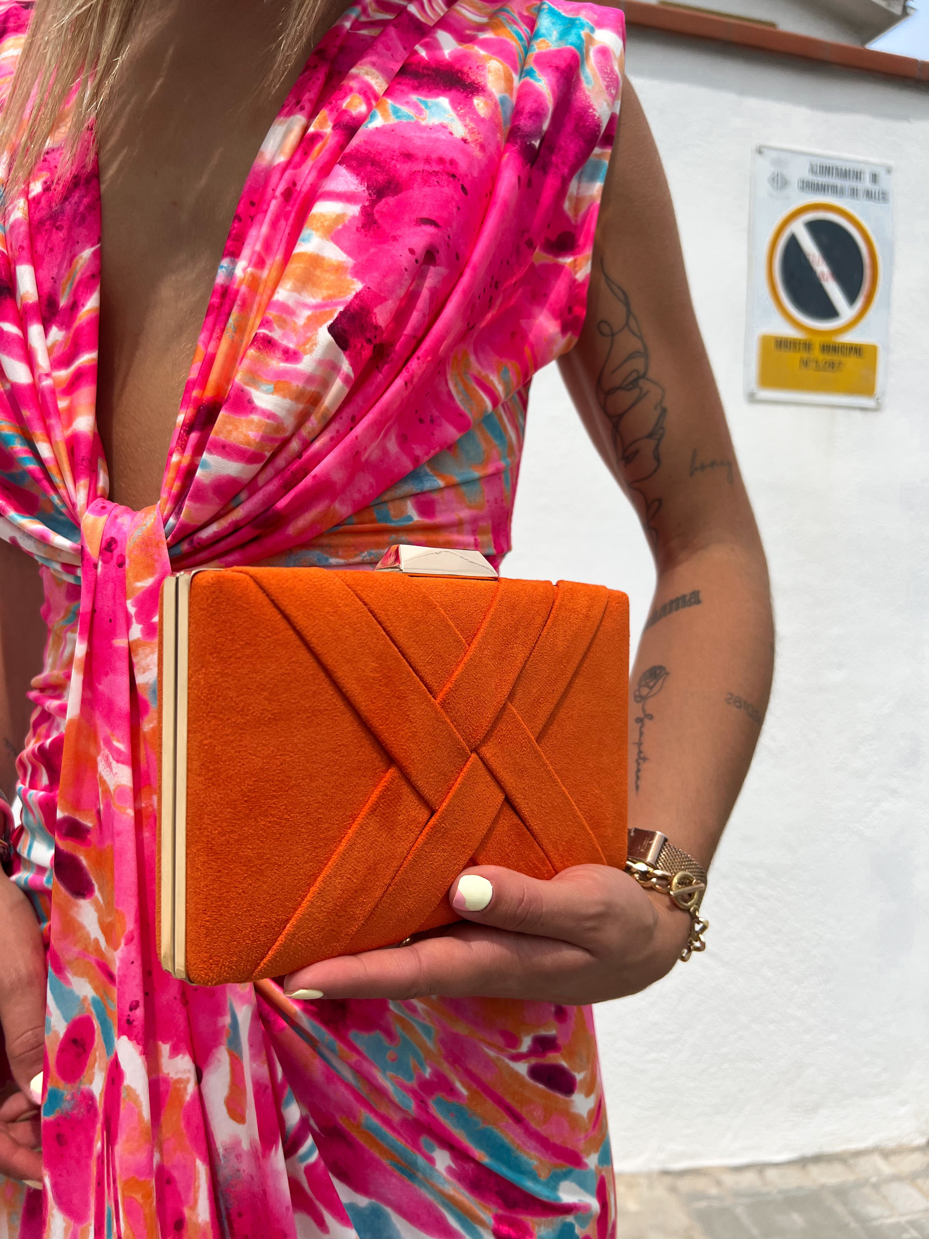 Clutch trenzado naranja