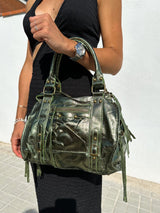 Bolso maxi hebillas vegano verde