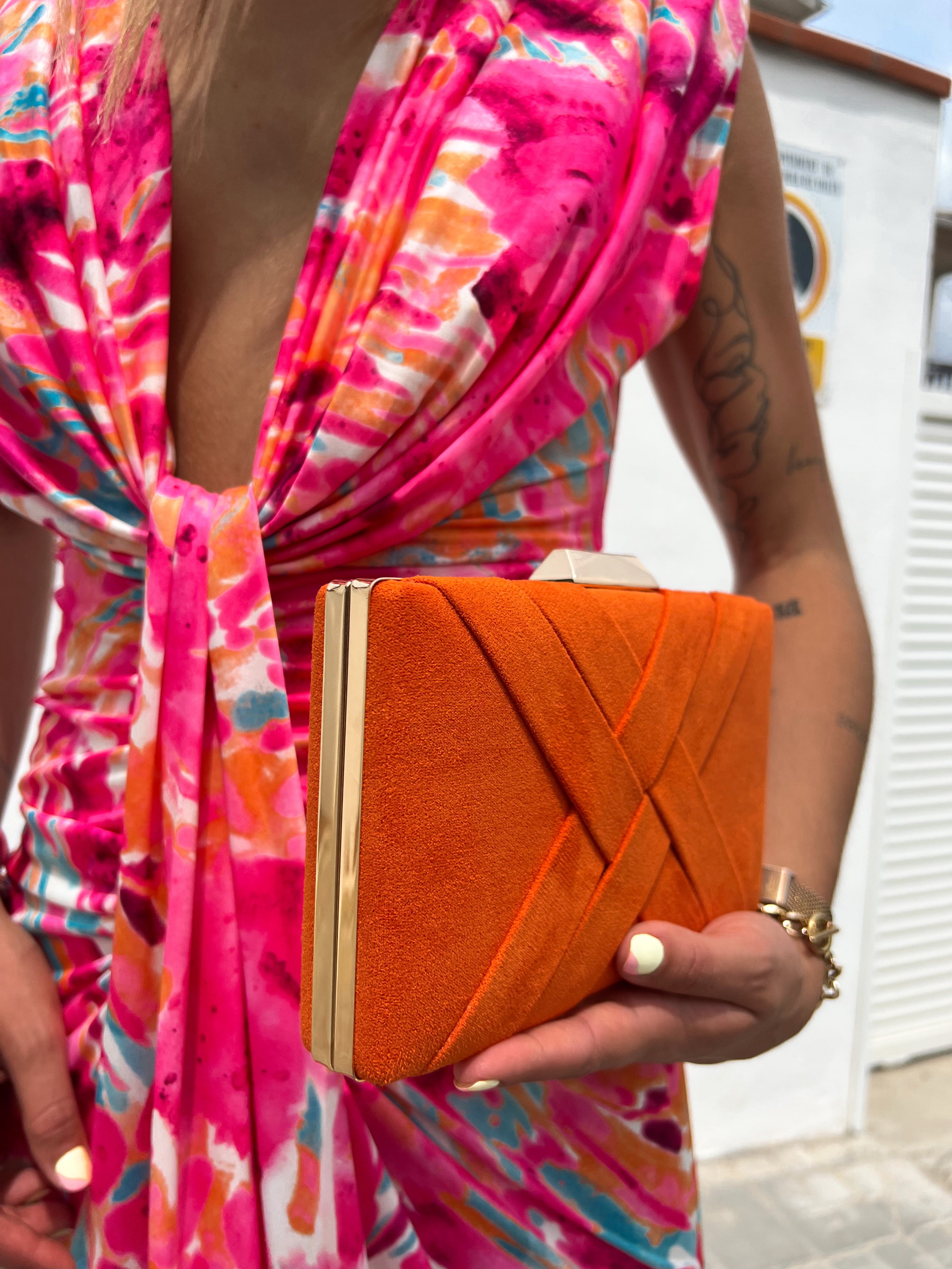 Clutch trenzado naranja