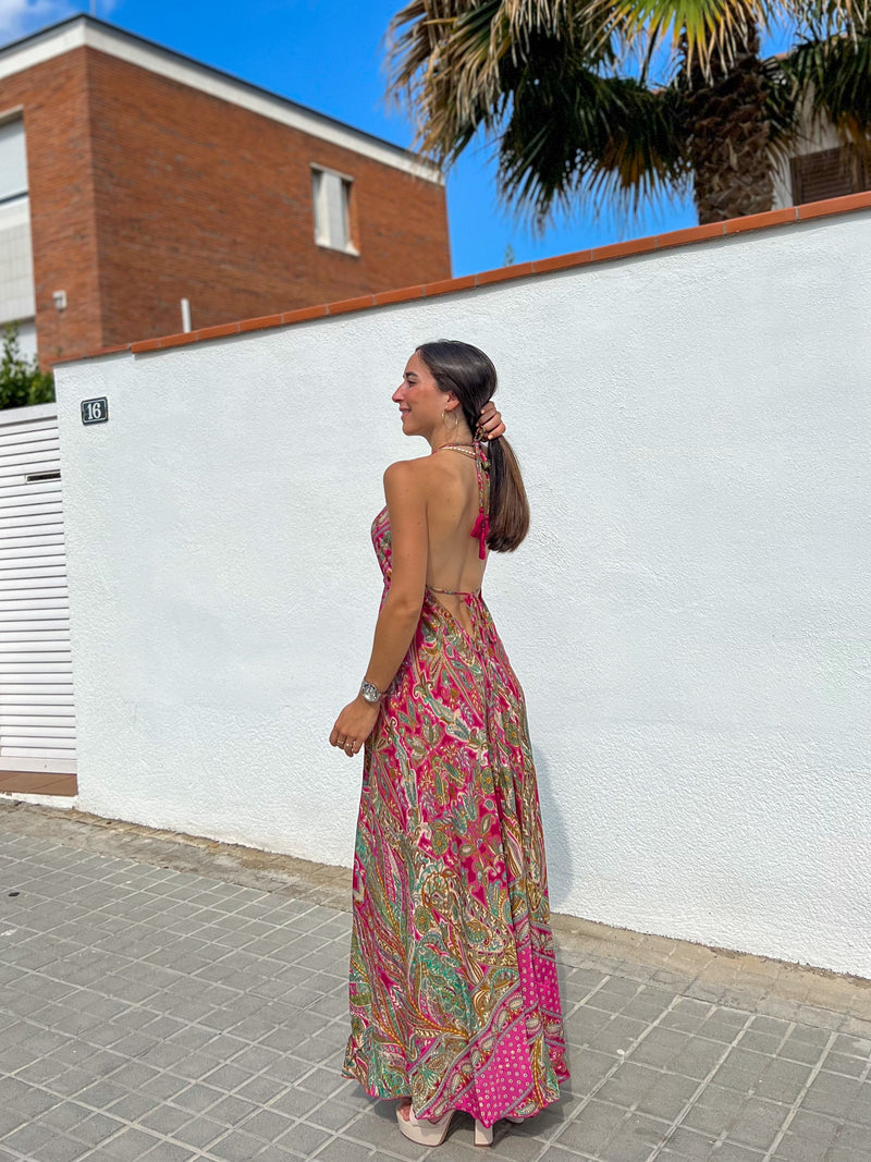 Vestido boho largo ponche