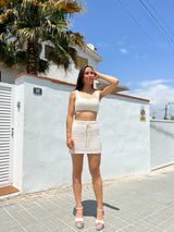 Falda conjunto crochet beige