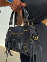 Bolso hebillas piel mate negro