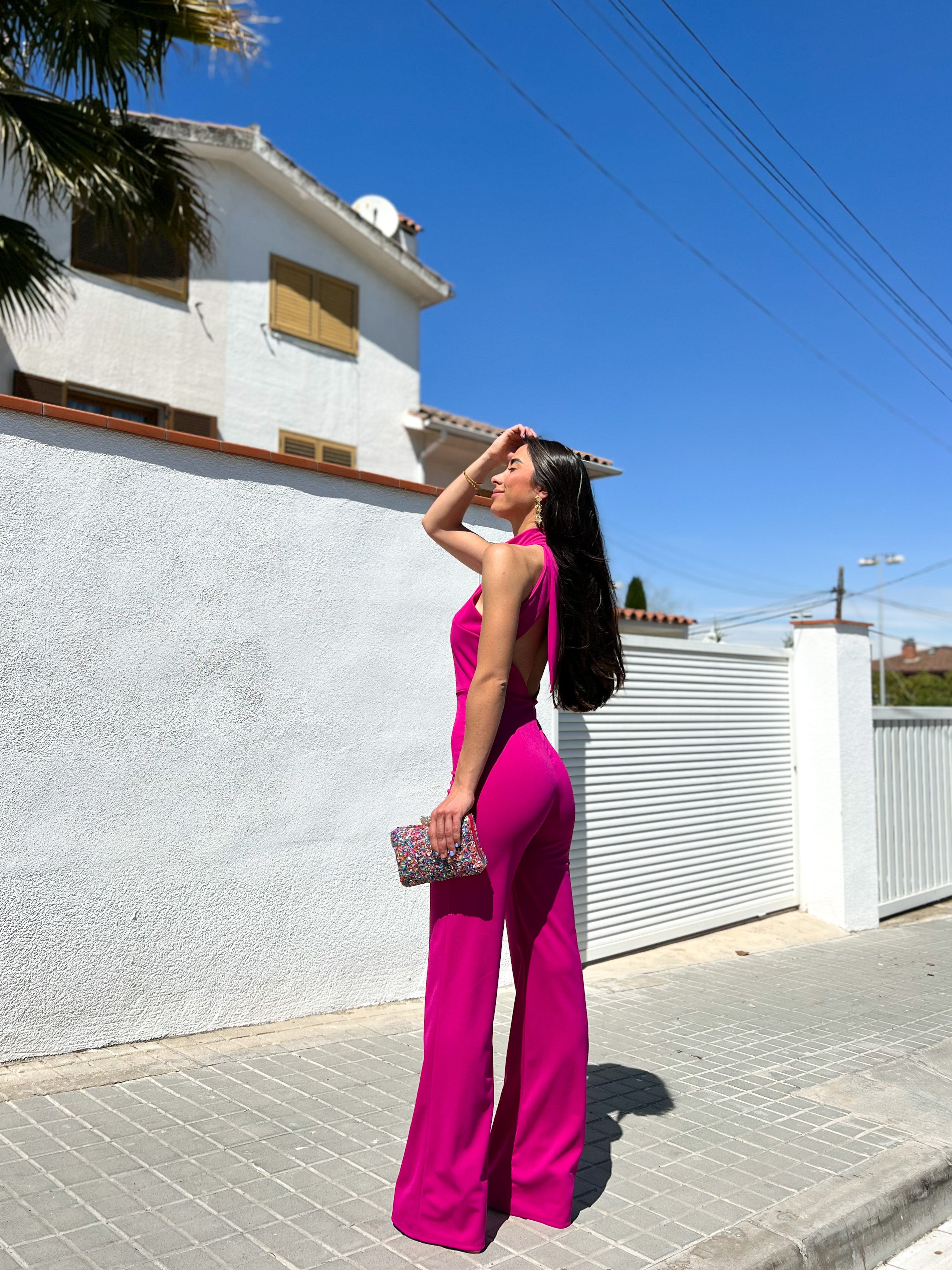 Mono halter crepe amarena claro