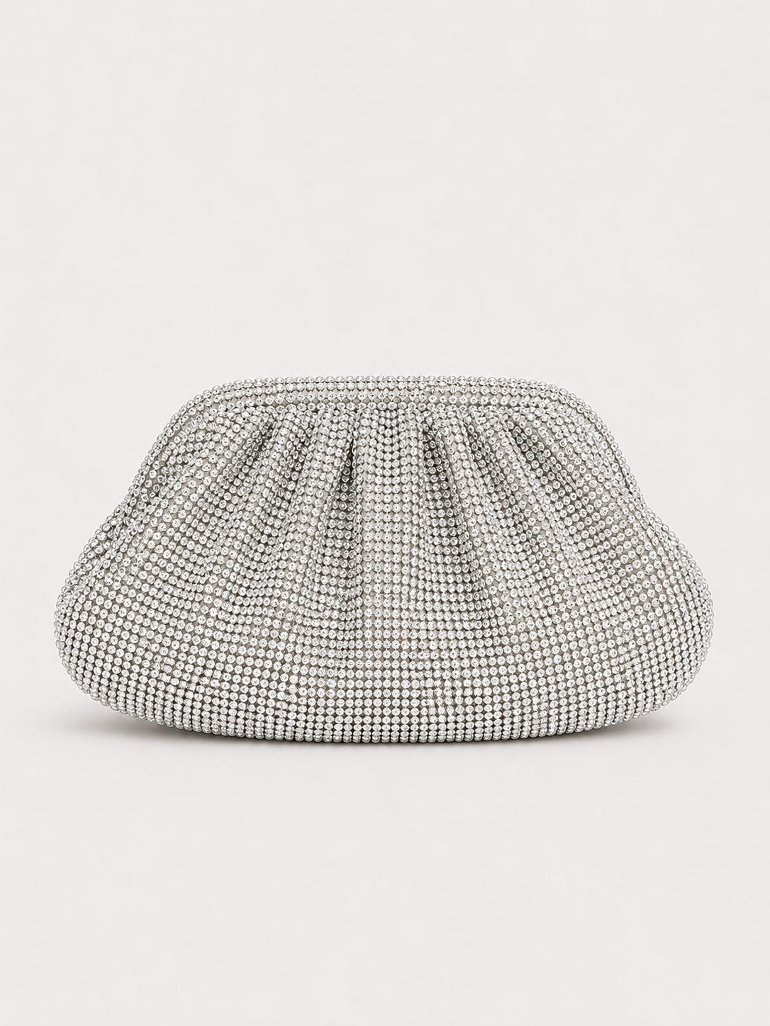 Clutch bombonera brillos plata