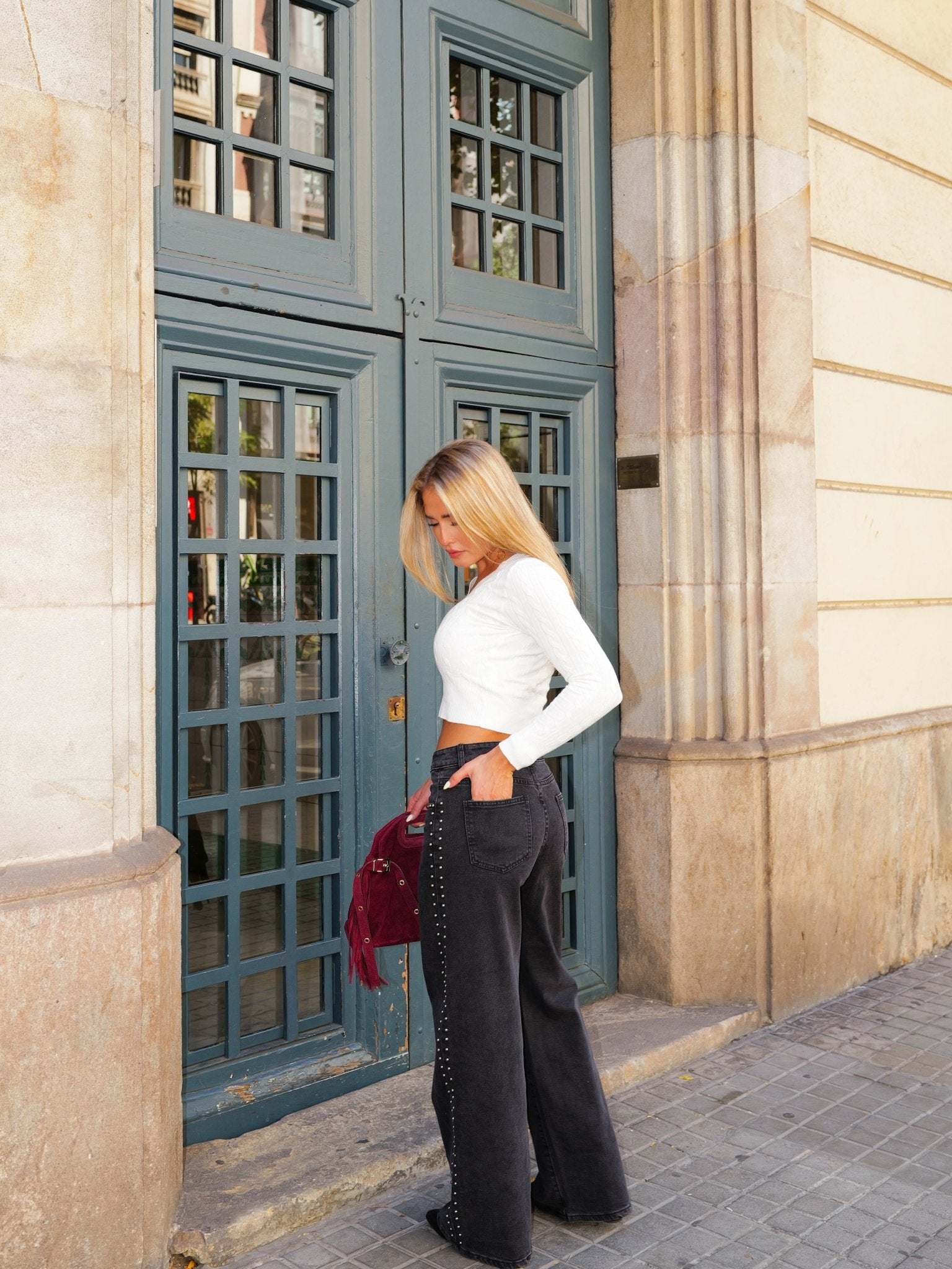 Pantalón tejano tachuelas negro - Sorellas The Brand Barcelona S.L