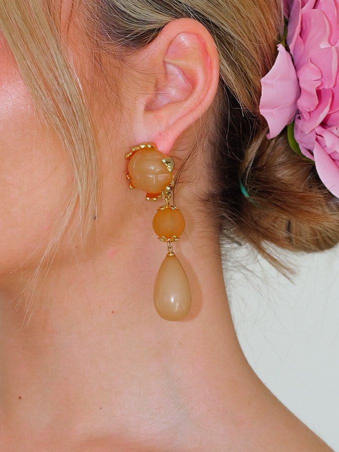 Pendientes cascada gota piedras amarillo - Sorellas The Brand Barcelona S.L