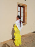 Traje flamenca asimetrico volantes amarillo - Sorellas The Brand Barcelona S.L