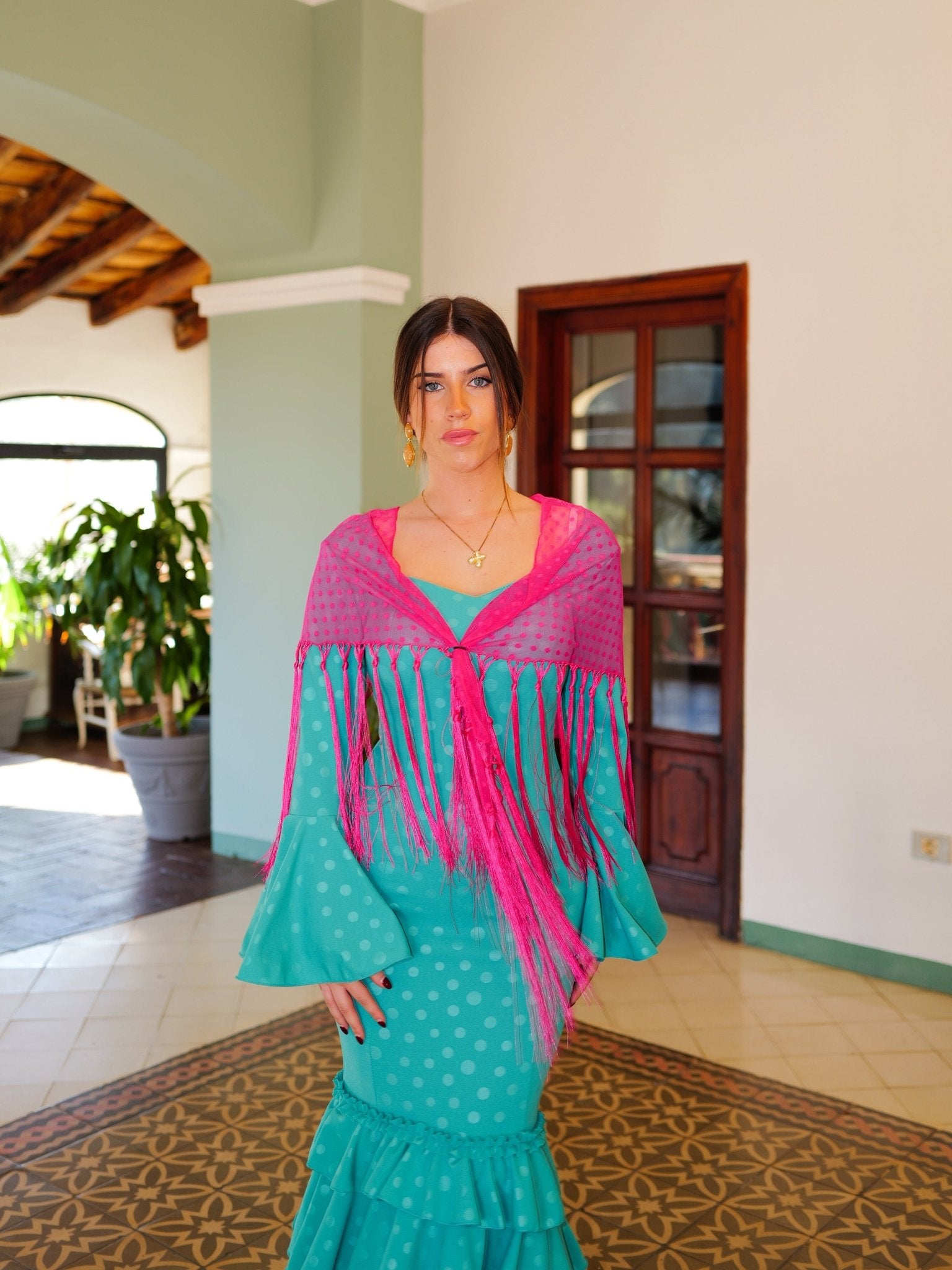 My Other Me Costume Flamenco Guadalquivir Per Bambina 7-9 Anni (Turchese) - Vestito Tradizionale Senza Scialle