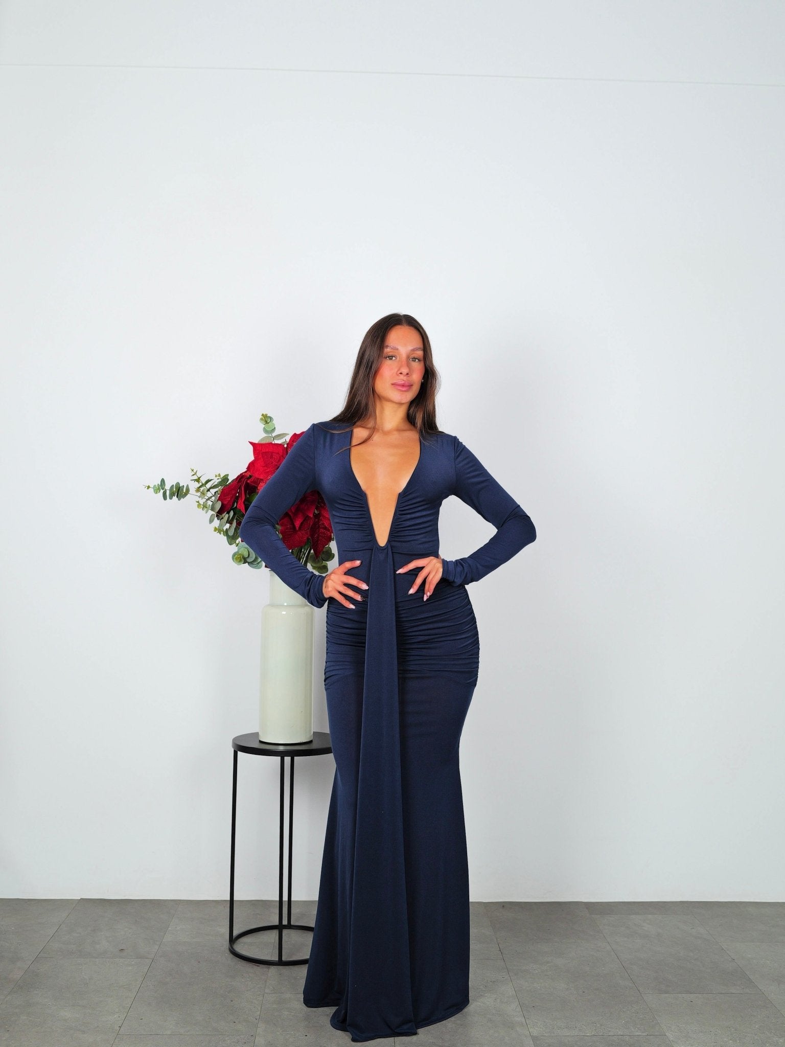 Robe longue à manches et encolure bande marine - Sorellas The Brand Barcelona S.L