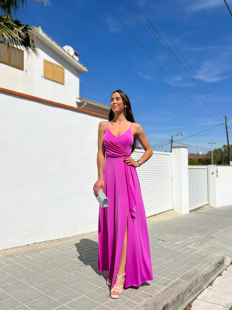 Vestido lazo pico rosa