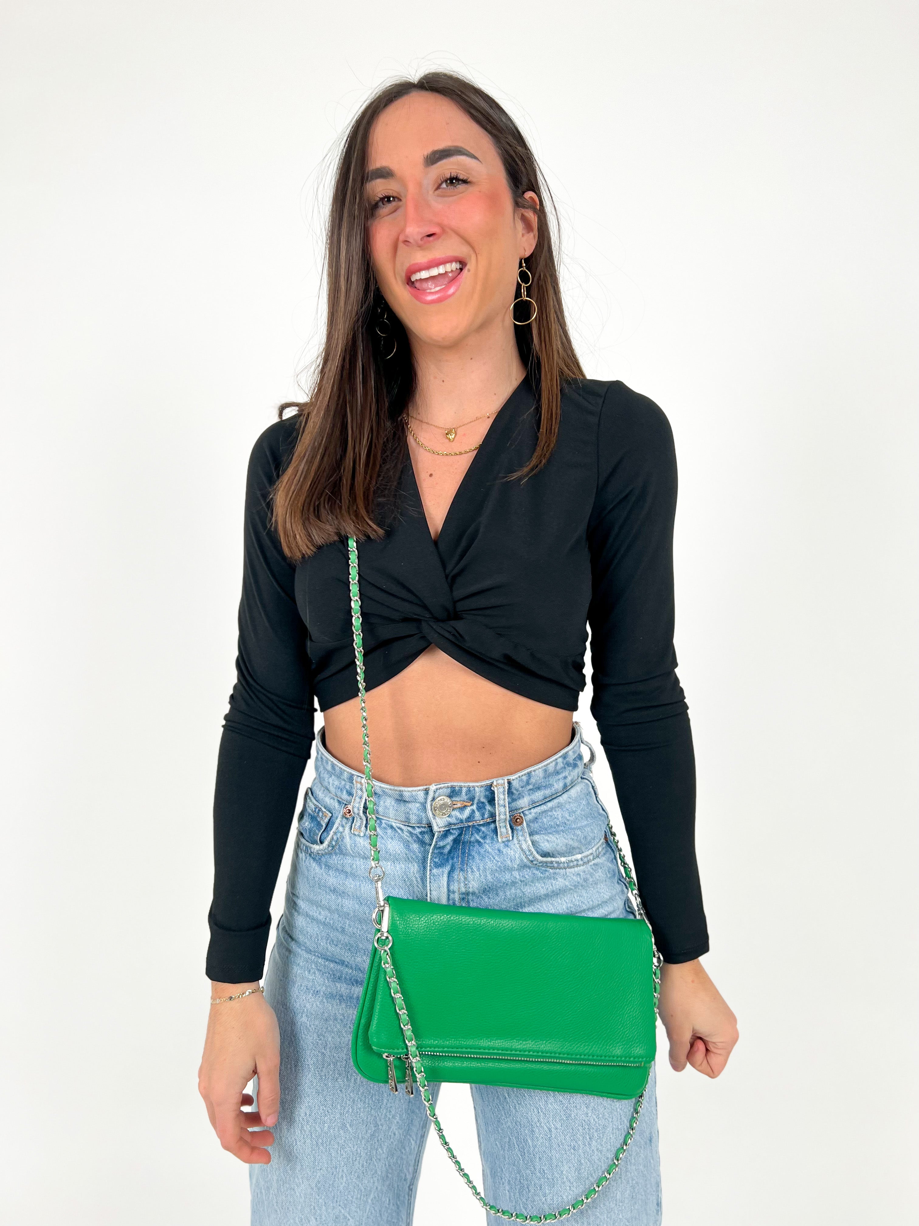 Bolso vegano cadenas verde