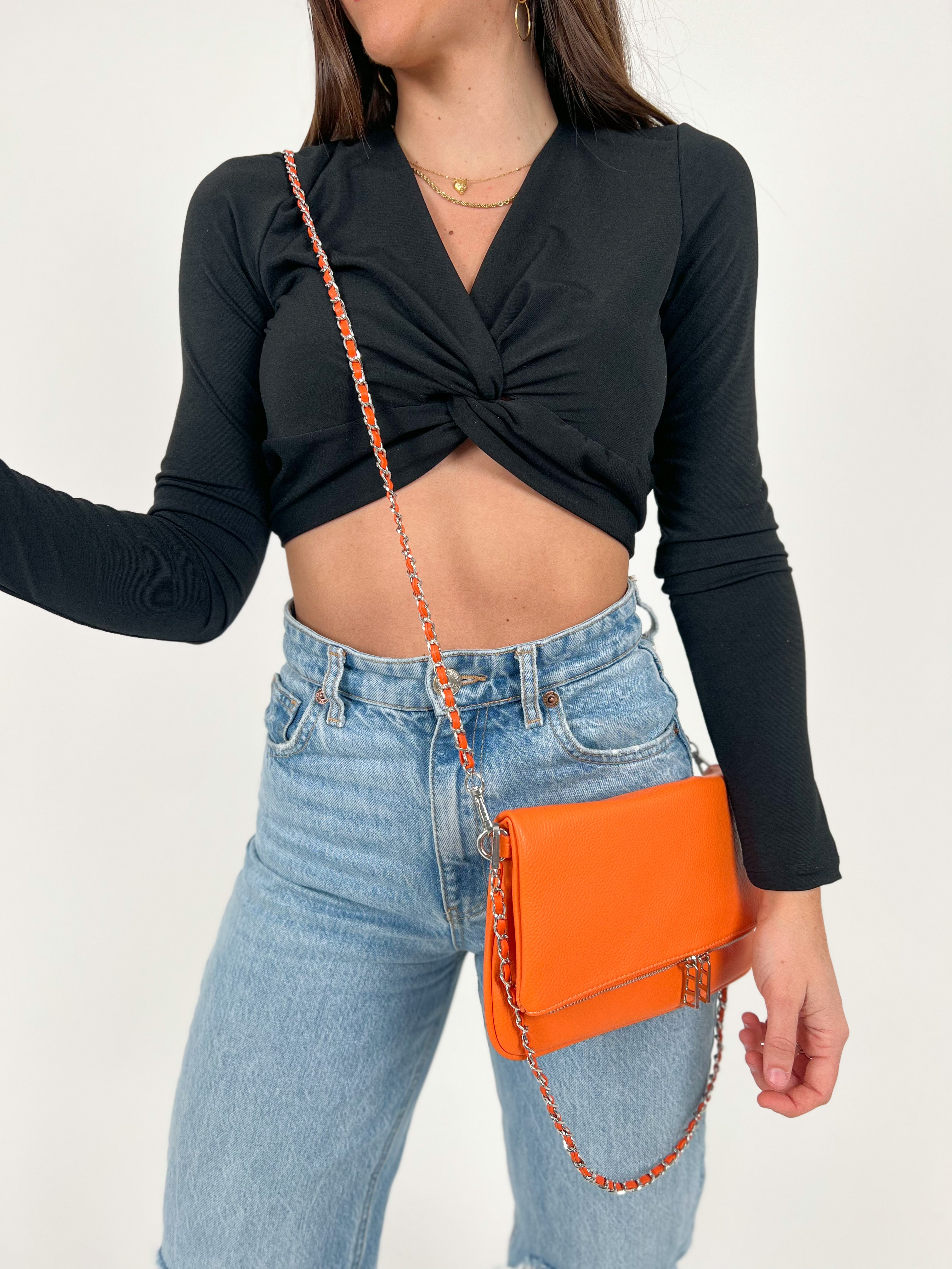 Bolso vegano cadenas naranja