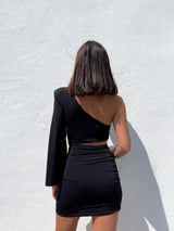 Vestido mini asimétrico negro