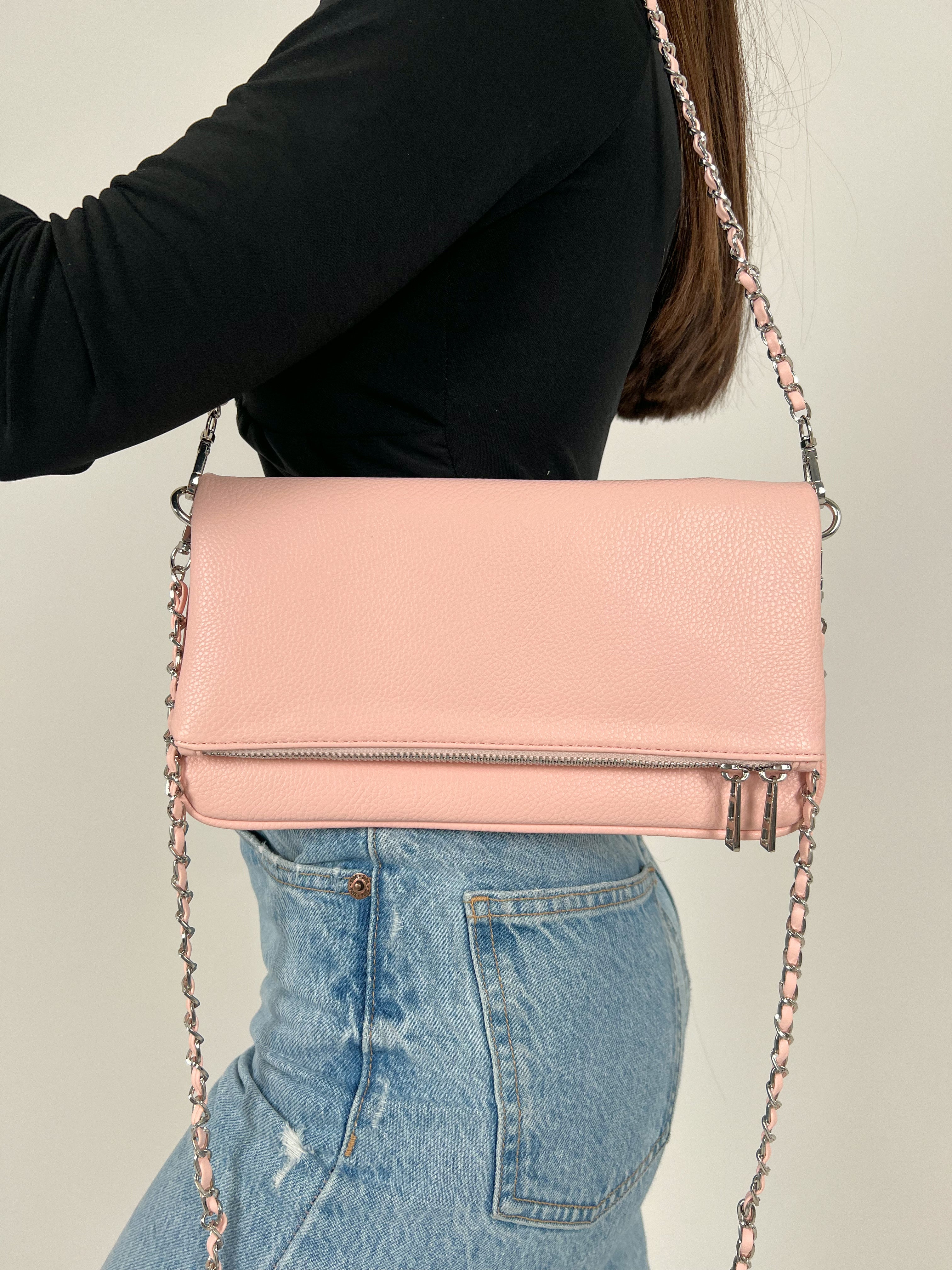 Bolso vegano cadenas rosa