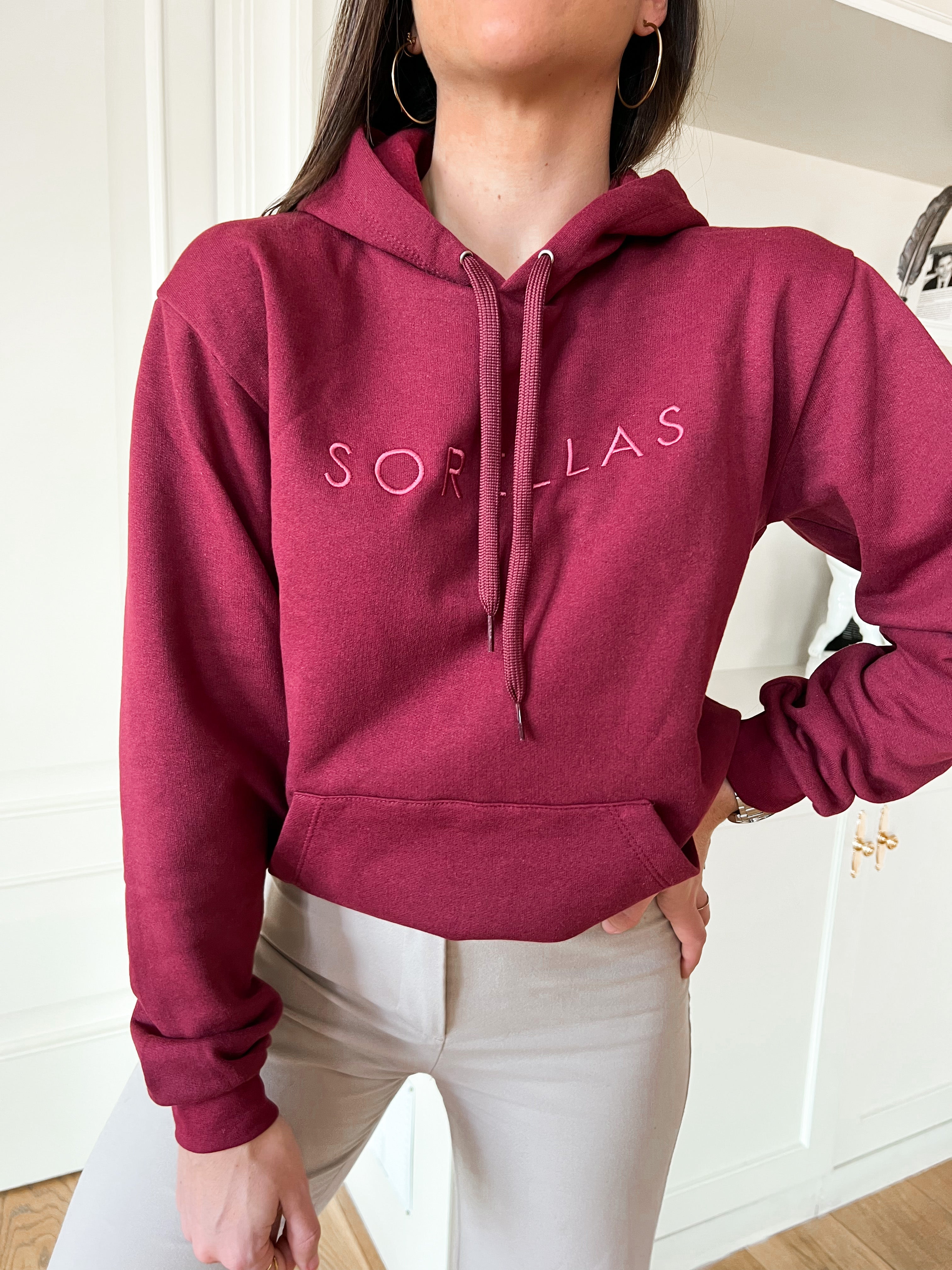 Sudadera Sorellas capucha burdeos